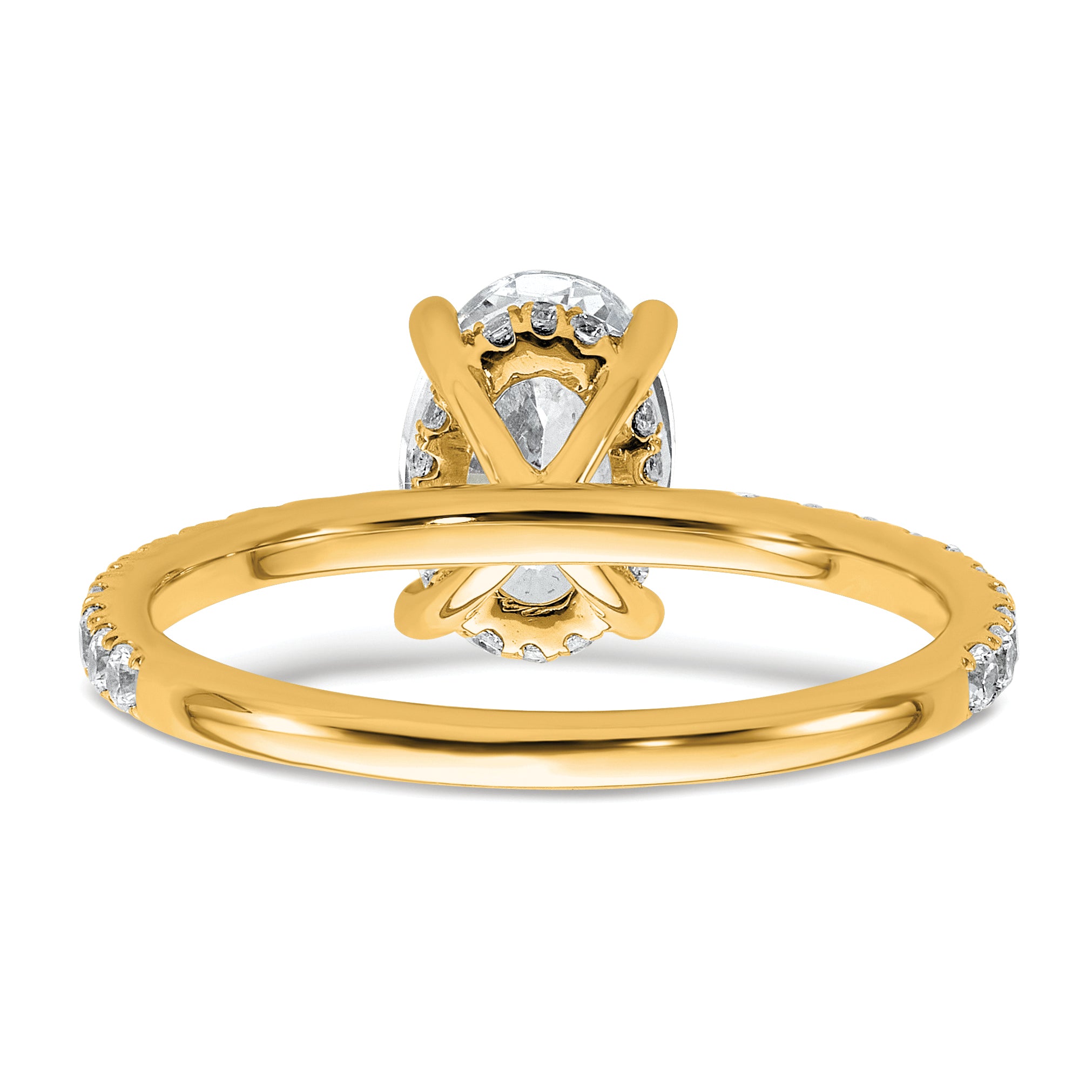 14k 1 7/8 carat Certified Lab Grown Diamond VS+ F+ Oval Complete Solitaire with Flair Engagement Ring
