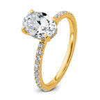 14k 1 7/8 carat Certified Lab Grown Diamond VS+ F+ Oval Complete Solitaire with Flair Engagement Ring
