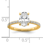 14k 1 7/8 carat Certified Lab Grown Diamond VS+ F+ Oval Complete Solitaire with Flair Engagement Ring