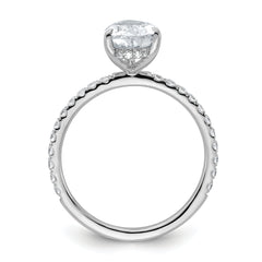 14k White Gold 2 carat Certified Lab Grown Diamond VS/SI+ G+ Pear Complete Solitaire with Flair Engagement Ring