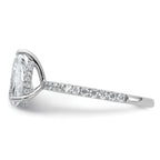 14k White Gold 2 carat Certified Lab Grown Diamond VS+ F+ Pear Complete Solitaire with Flair Engagement Ring