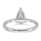 14k White Gold 2 carat Certified Lab Grown Diamond VS/SI+ G+ Pear Complete Solitaire with Flair Engagement Ring