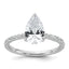 14k White Gold 2 carat Certified Lab Grown Diamond VS+ F+ Pear Complete Solitaire with Flair Engagement Ring