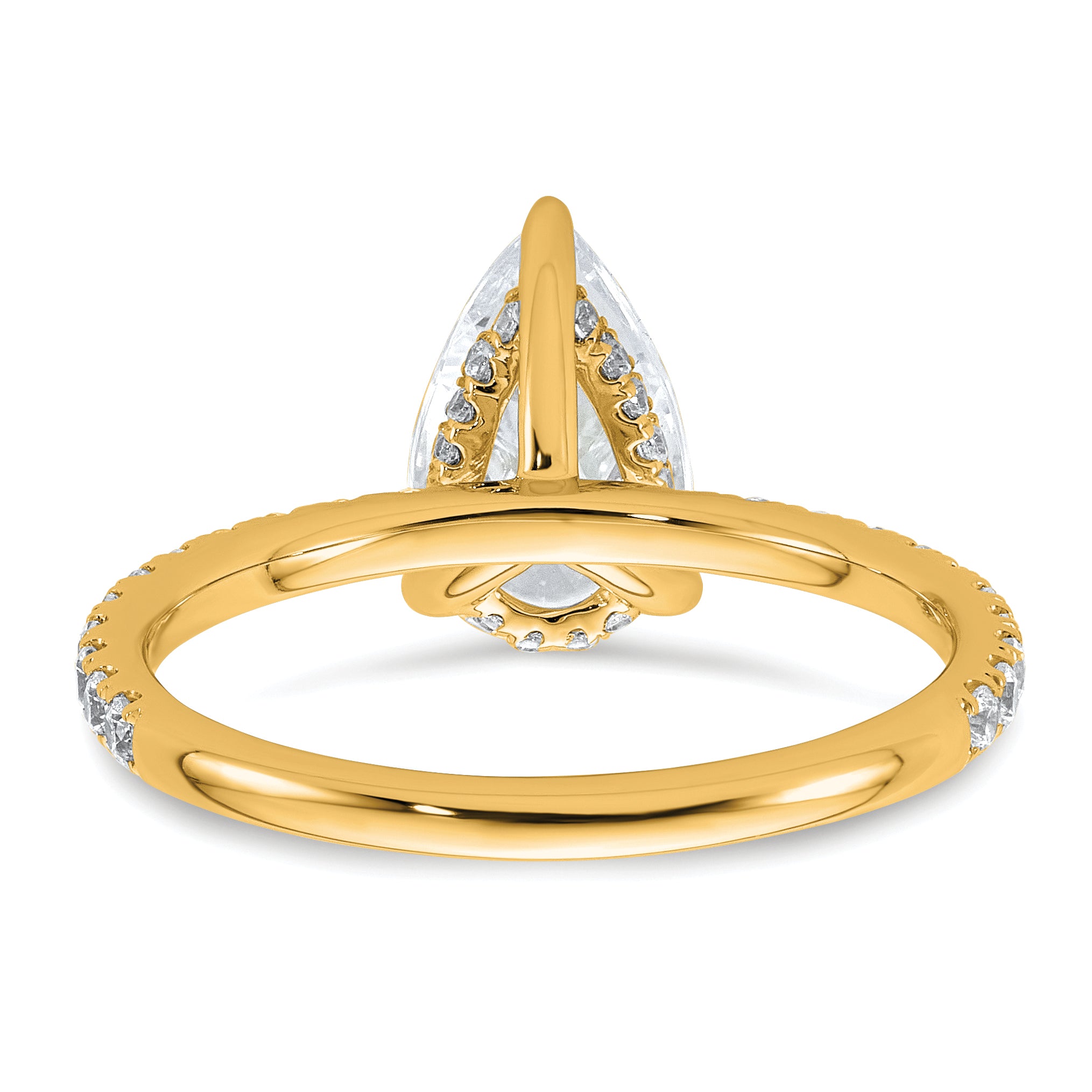 14k 2 carat Certified Lab Grown Diamond VS+ F+ Pear Complete Solitaire with Flair Engagement Ring