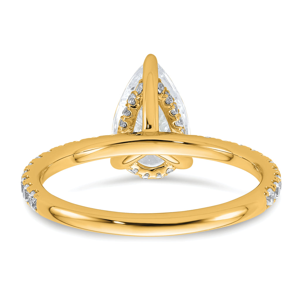 14k 2 carat Certified Lab Grown Diamond VS+ F+ Pear Complete Solitaire with Flair Engagement Ring
