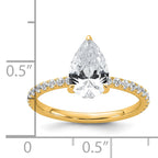 14k 2 carat Certified Lab Grown Diamond VS+ F+ Pear Complete Solitaire with Flair Engagement Ring
