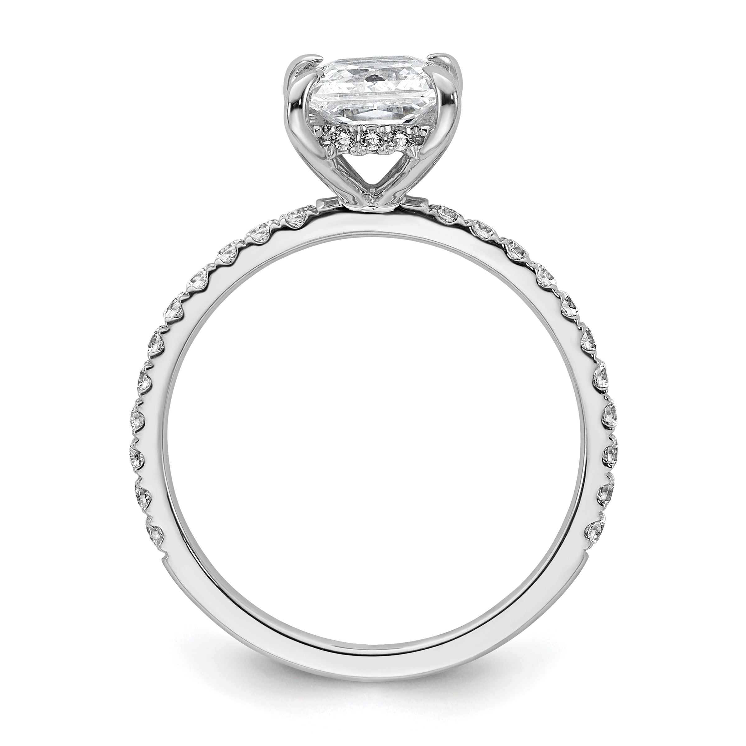 14k White Gold 2 carat Certified Lab Grown Diamond VS+ F+ Princess Complete Solitaire with Flair Engagement Ring