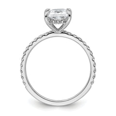 14k White Gold 2 carat Certified Lab Grown Diamond VS+ F+ Princess Complete Solitaire with Flair Engagement Ring