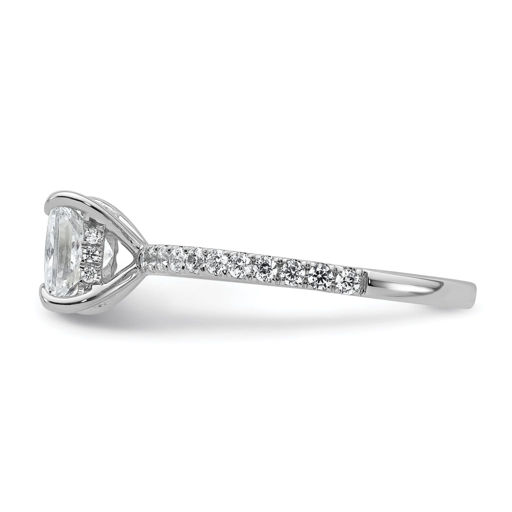 14k White Gold 2 carat Certified Lab Grown Diamond VS+ F+ Princess Complete Solitaire with Flair Engagement Ring