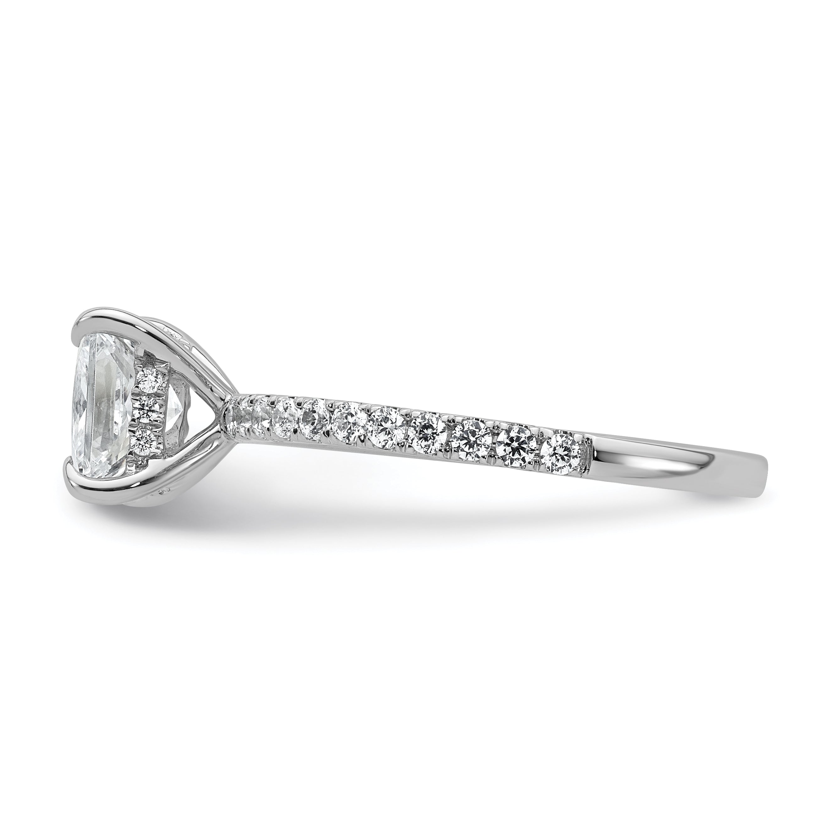 14k White Gold 2 carat Certified Lab Grown Diamond VS+ F+ Princess Complete Solitaire with Flair Engagement Ring
