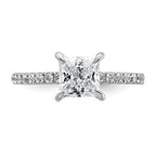 14k White Gold 2 carat Certified Lab Grown Diamond VS+ F+ Princess Complete Solitaire with Flair Engagement Ring