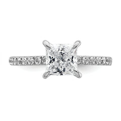 14k White Gold 2 carat Certified Lab Grown Diamond VS+ F+ Princess Complete Solitaire with Flair Engagement Ring