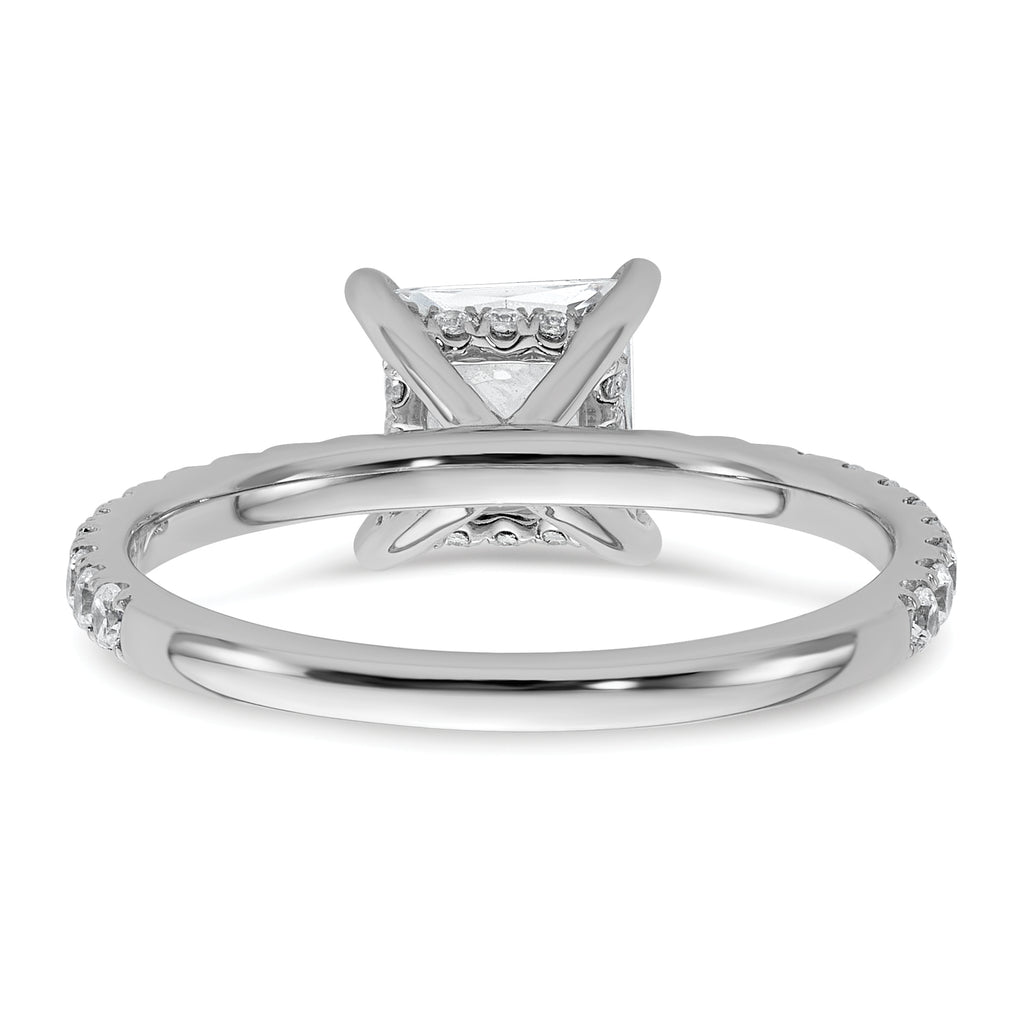 14k White Gold 2 carat Certified Lab Grown Diamond VS+ F+ Princess Complete Solitaire with Flair Engagement Ring