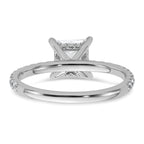 14k White Gold 2 carat Certified Lab Grown Diamond VS+ F+ Princess Complete Solitaire with Flair Engagement Ring