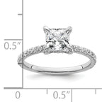 14k White Gold 2 carat Certified Lab Grown Diamond VS+ F+ Princess Complete Solitaire with Flair Engagement Ring