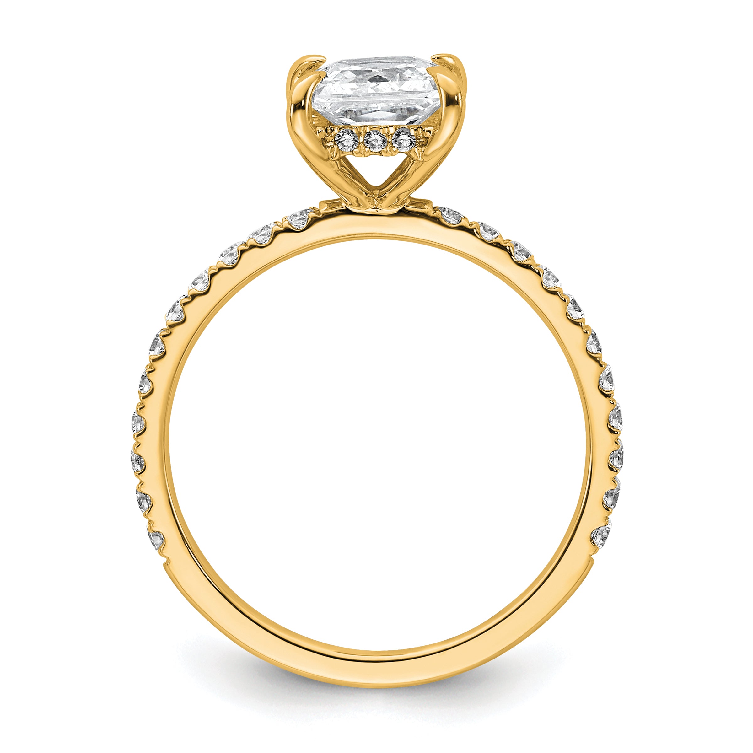 14k 2 carat Certified Lab Grown Diamond VS+ F+ Princess Complete Solitaire with Flair Engagement Ring