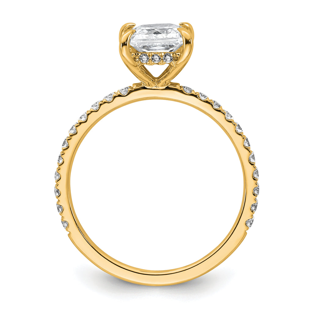 14k 2 carat Certified Lab Grown Diamond VS/SI+ G+ Princess Complete Solitaire with Flair Engagement Ring