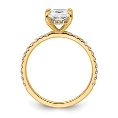 14k 2 carat Certified Lab Grown Diamond VS+ F+ Princess Complete Solitaire with Flair Engagement Ring
