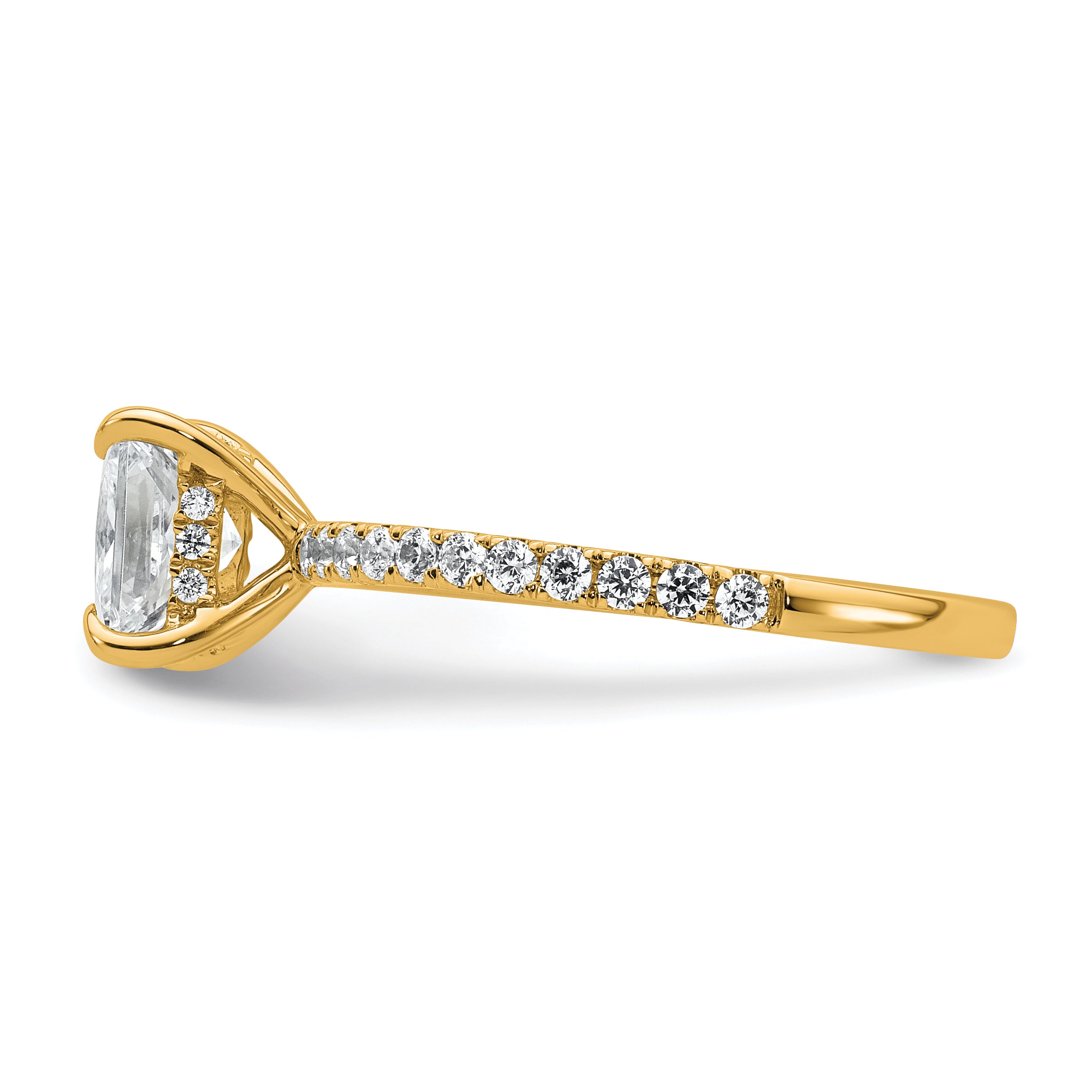 14k 2 carat Certified Lab Grown Diamond VS/SI+ G+ Princess Complete Solitaire with Flair Engagement Ring