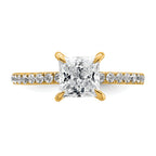 14k 2 carat Certified Lab Grown Diamond VS+ F+ Princess Complete Solitaire with Flair Engagement Ring