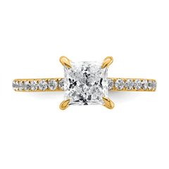 14k 2 carat Certified Lab Grown Diamond VS+ F+ Princess Complete Solitaire with Flair Engagement Ring