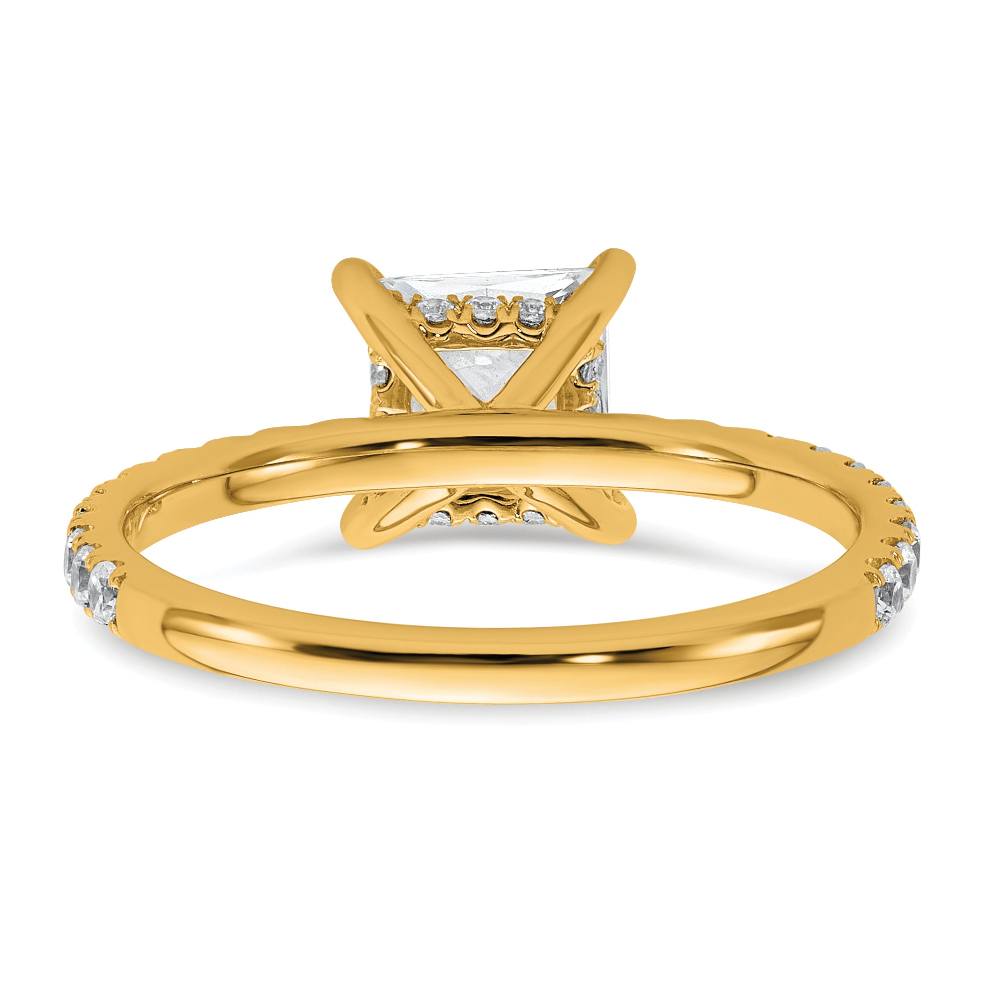 14k 2 carat Certified Lab Grown Diamond VS+ F+ Princess Complete Solitaire with Flair Engagement Ring