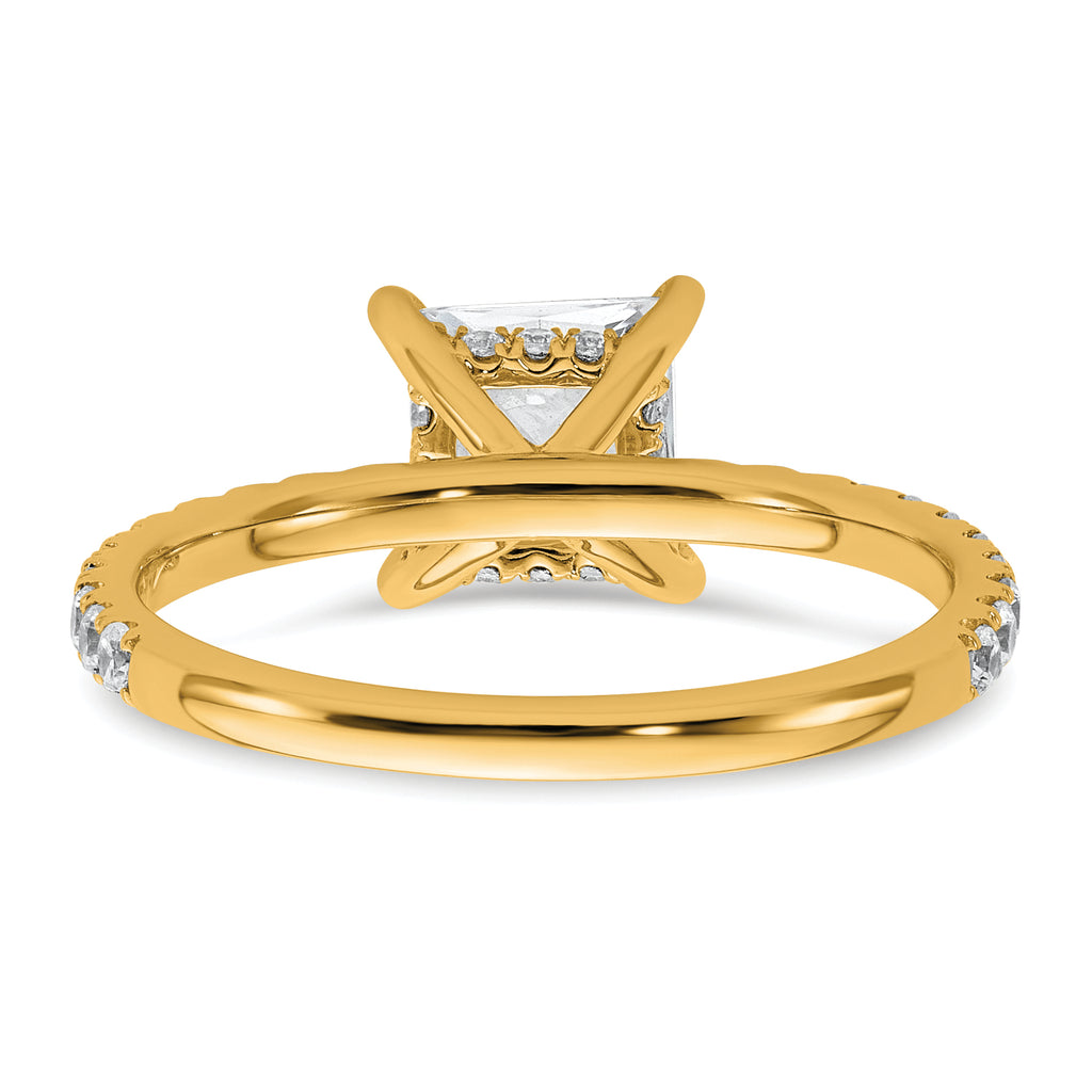 14k 2 carat Certified Lab Grown Diamond VS+ F+ Princess Complete Solitaire with Flair Engagement Ring