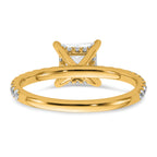 14k 2 carat Certified Lab Grown Diamond VS+ F+ Princess Complete Solitaire with Flair Engagement Ring