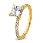 14k 2 carat Certified Lab Grown Diamond VS+ F+ Princess Complete Solitaire with Flair Engagement Ring