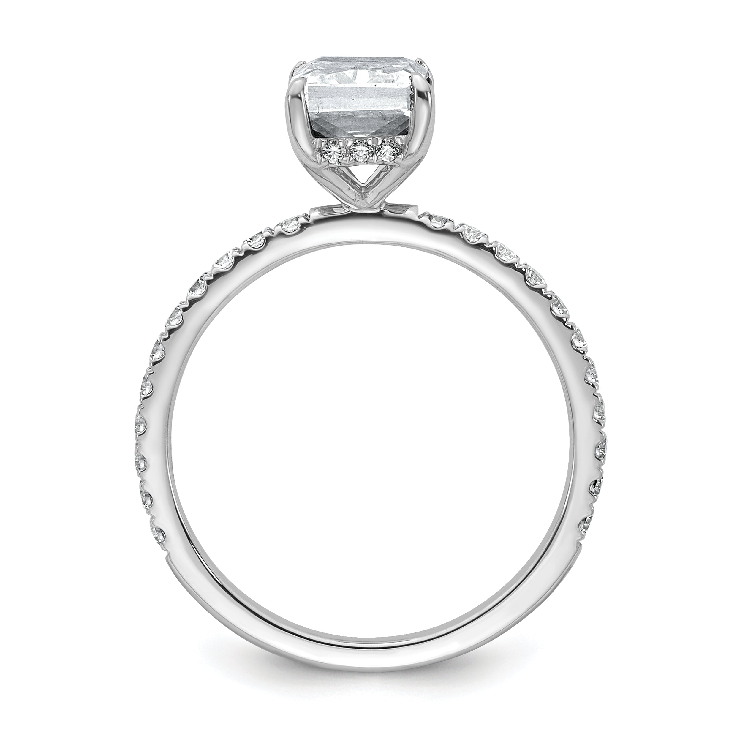 14k White Gold 2 carat Certified Lab Grown Diamond VS+ F+ Radiant Complete Solitaire with Flair Engagement Ring Secondary image