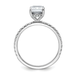 14k White Gold 2 carat Certified Lab Grown Diamond VS/SI+ G+ Radiant Complete Solitaire with Flair Engagement Ring