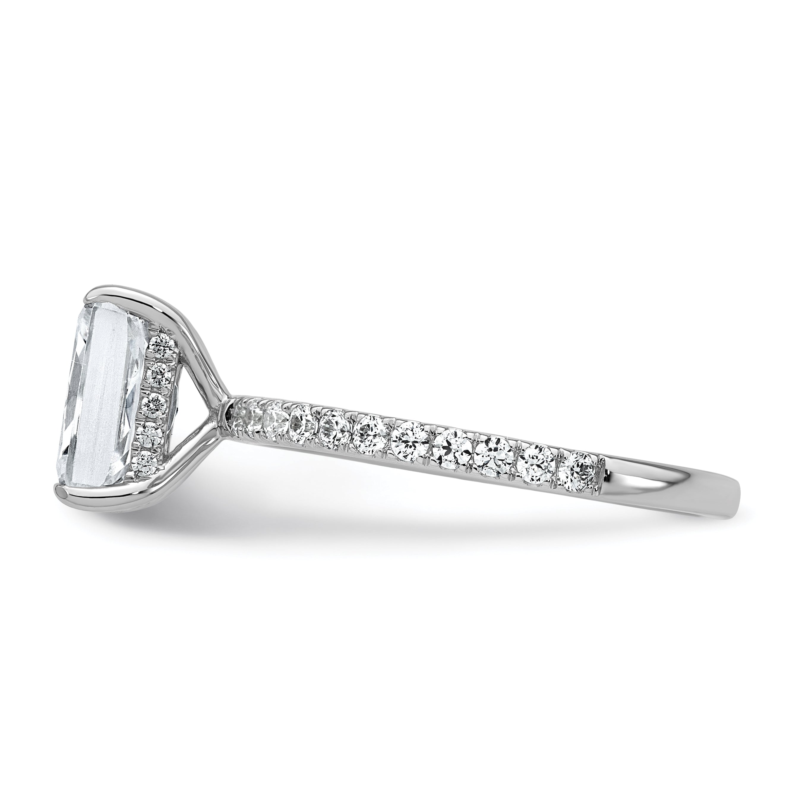 14k White Gold 2 carat Certified Lab Grown Diamond VS+ F+ Radiant Complete Solitaire with Flair Engagement Ring
