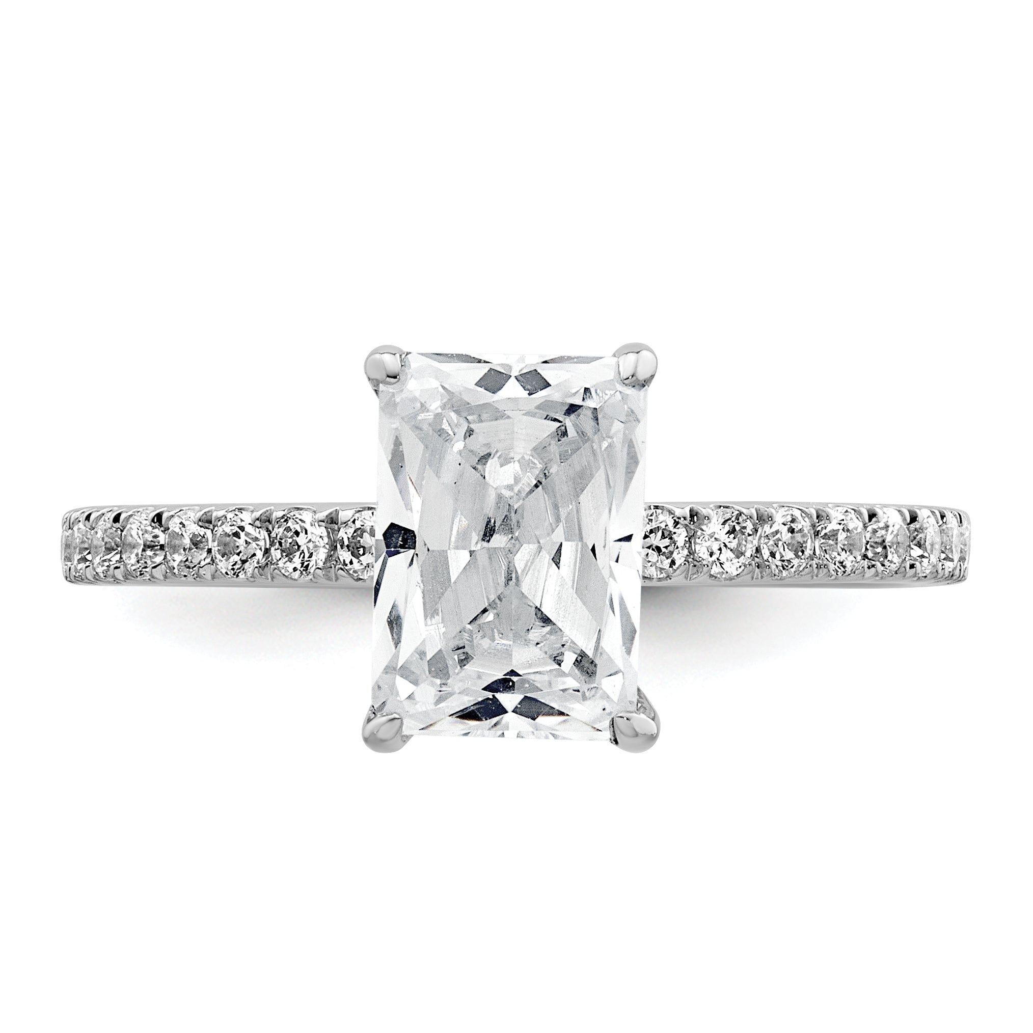 14k White Gold 2 carat Certified Lab Grown Diamond VS+ F+ Radiant Complete Solitaire with Flair Engagement Ring