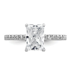14k White Gold 2 carat Certified Lab Grown Diamond VS/SI+ G+ Radiant Complete Solitaire with Flair Engagement Ring