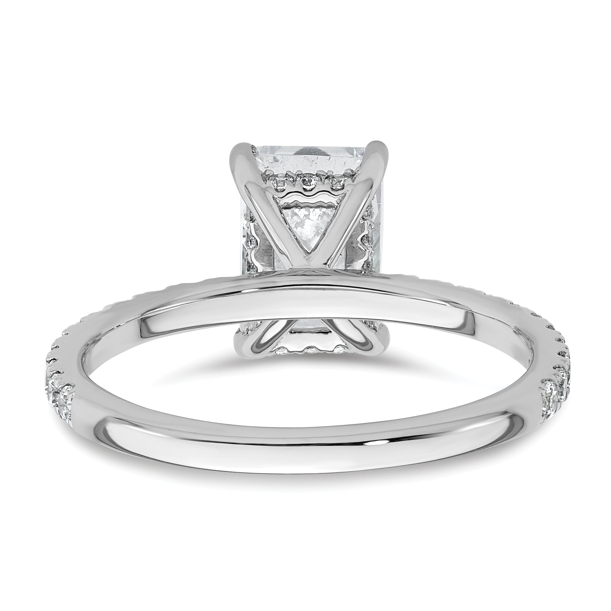 14k White Gold 2 carat Certified Lab Grown Diamond VS/SI+ G+ Radiant Complete Solitaire with Flair Engagement Ring