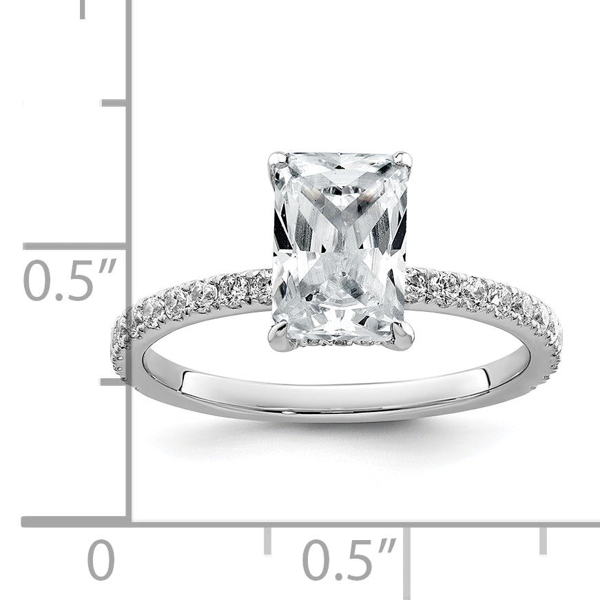 14k White Gold 2 carat Certified Lab Grown Diamond VS+ F+ Radiant Complete Solitaire with Flair Engagement Ring