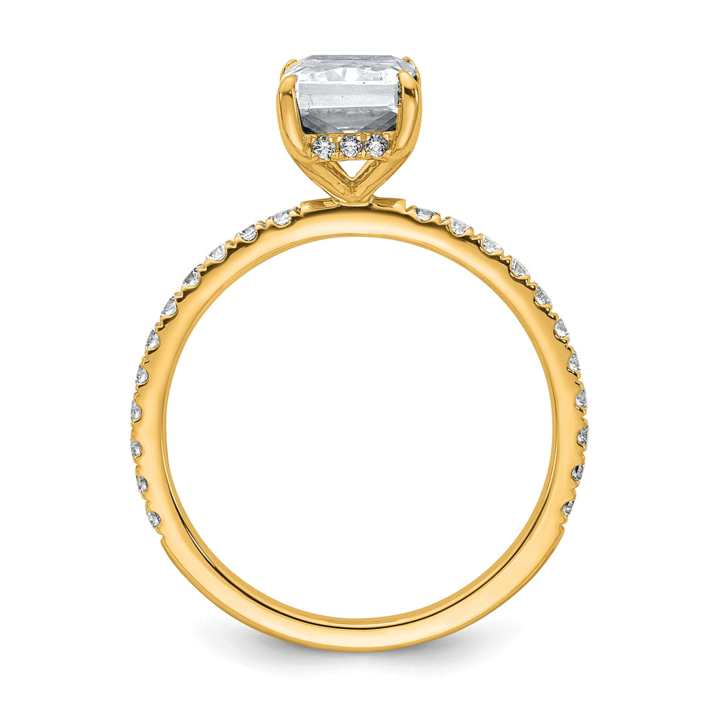 14k 2 carat Certified Lab Grown Diamond VS/SI+ G+ Radiant Complete Solitaire with Flair Engagement Ring