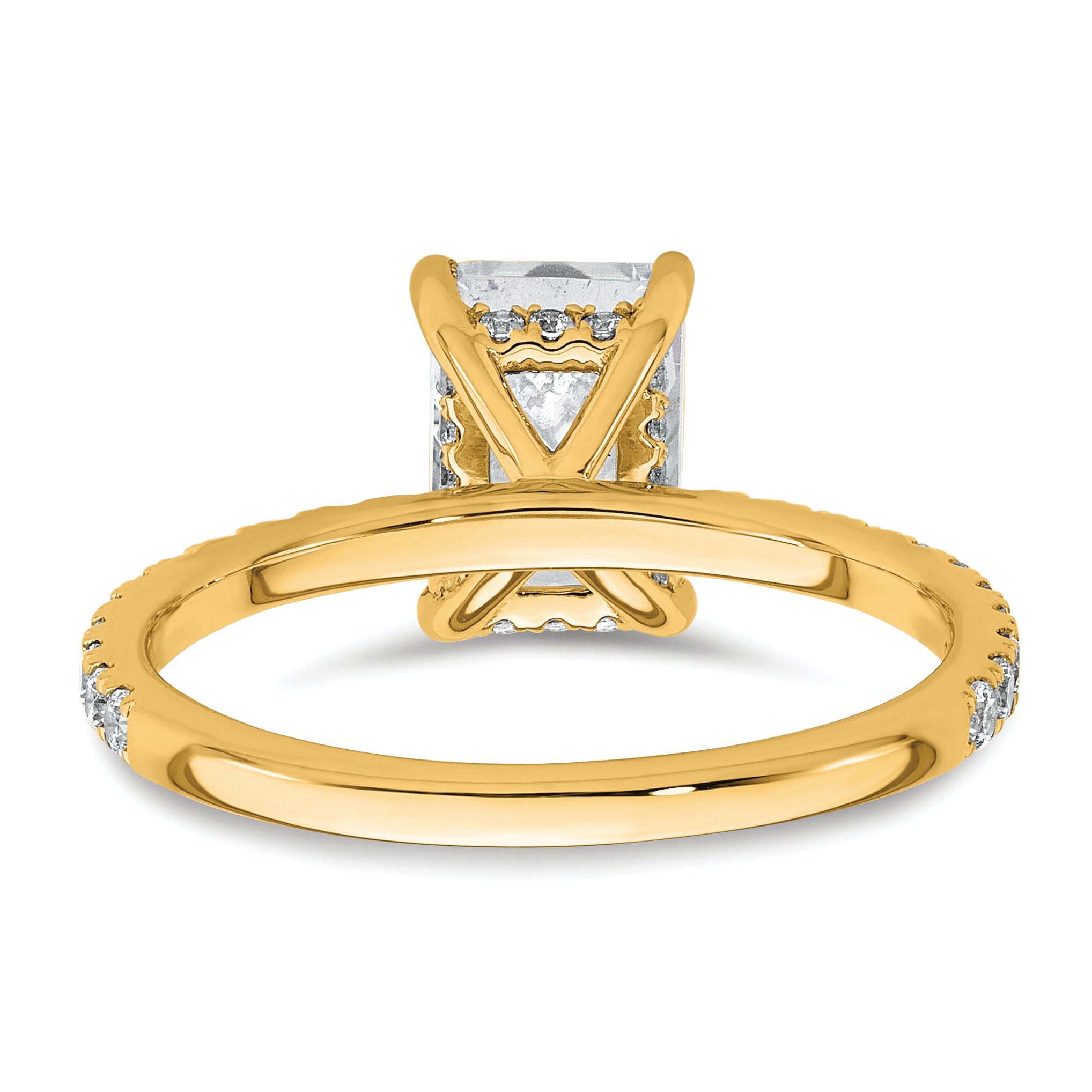 14k 2 carat Certified Lab Grown Diamond VS+ F+ Radiant Complete Solitaire with Flair Engagement Ring