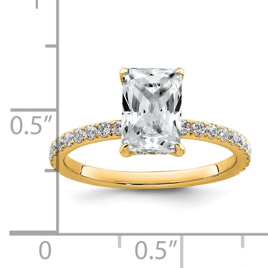 14k 2 carat Certified Lab Grown Diamond VS+ F+ Radiant Complete Solitaire with Flair Engagement Ring