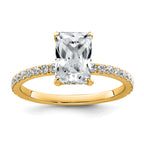 14k 2 carat Certified Lab Grown Diamond VS+ F+ Radiant Complete Solitaire with Flair Engagement Ring
