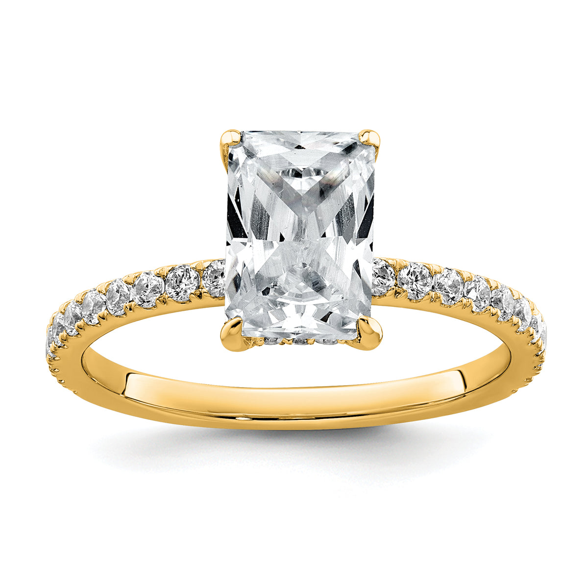 14k 2 carat Certified Lab Grown Diamond VS+ F+ Radiant Complete Solitaire with Flair Engagement Ring