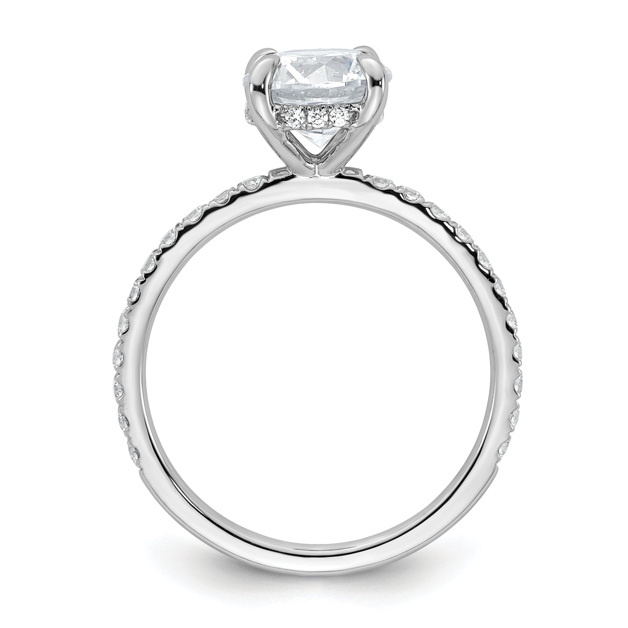 14k White Gold 2 carat Certified Lab Grown Diamond VS/SI+ G+ Round Complete Solitaire with Flair Engagement Ring
