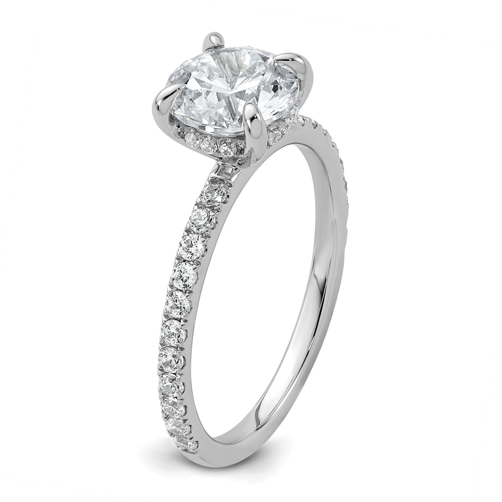 14k White Gold 2 carat Certified Lab Grown Diamond VS+ F+ Round Complete Solitaire with Flair Engagement Ring