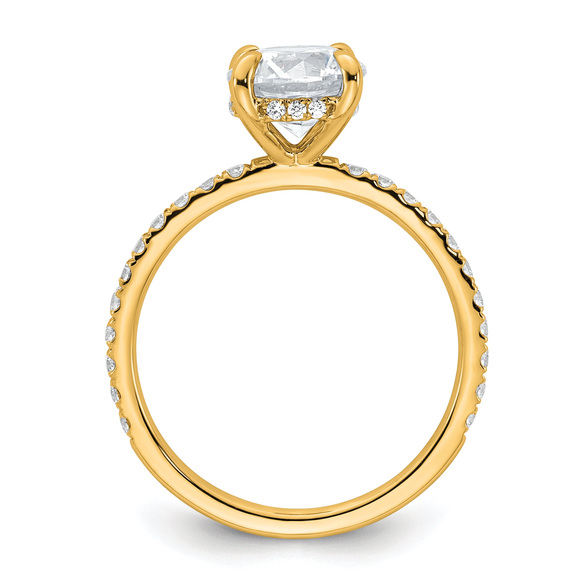 14k 2 carat Certified Lab Grown Diamond VS/SI+ G+ Round Complete Solitaire with Flair Engagement Ring