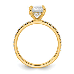 14k 2 carat Certified Lab Grown Diamond VS/SI+ G+ Round Complete Solitaire with Flair Engagement Ring