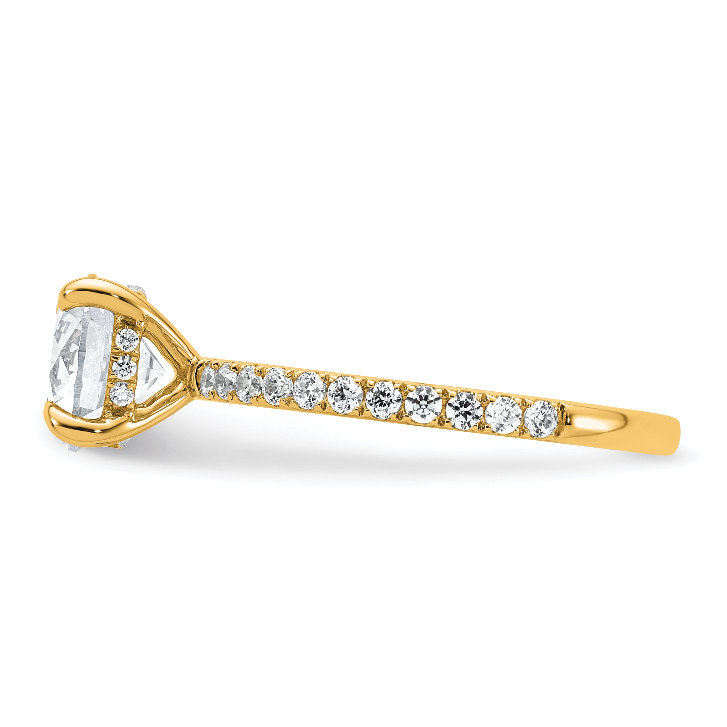 14k 2 carat Certified Lab Grown Diamond VS/SI+ G+ Round Complete Solitaire with Flair Engagement Ring