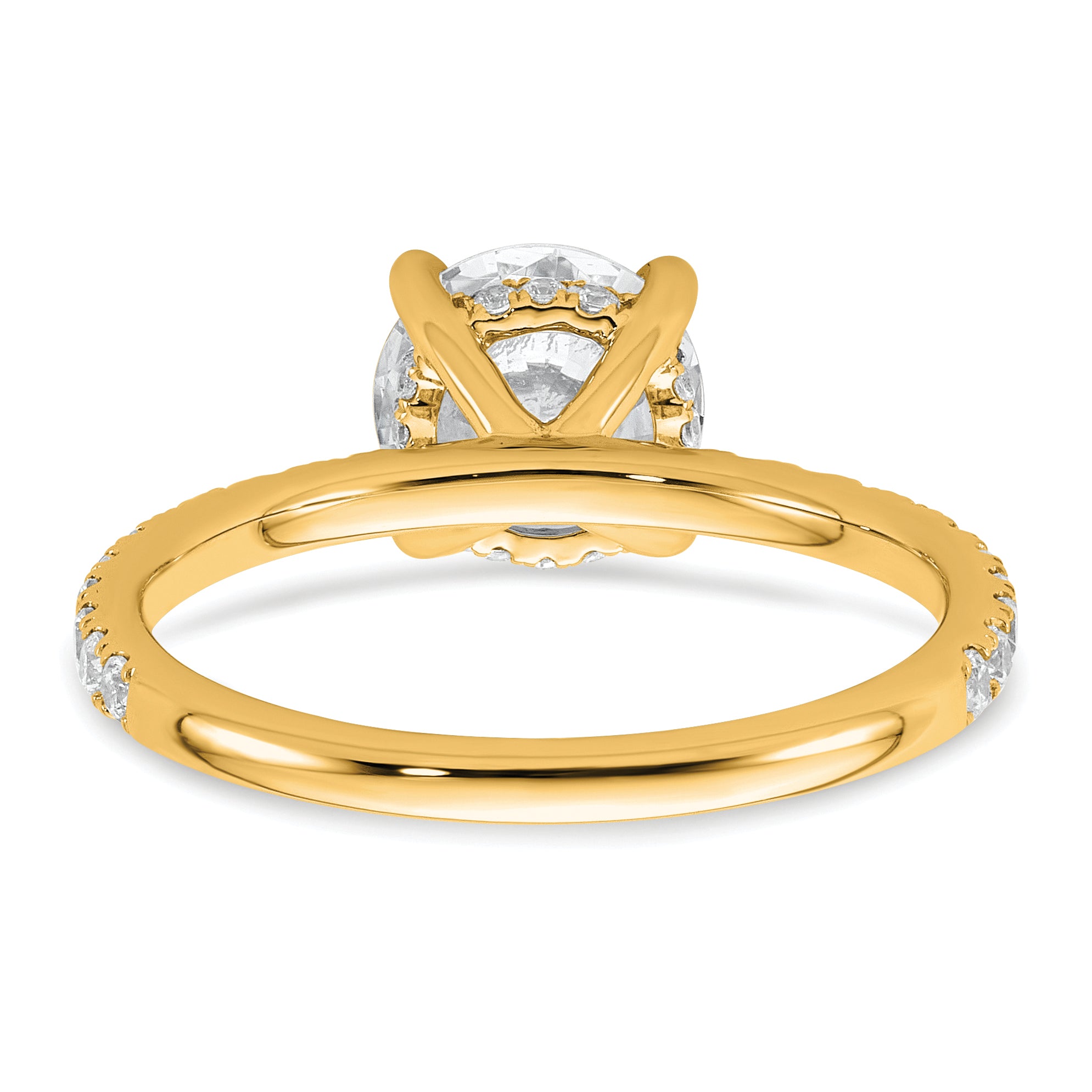 14k 2 carat Certified Lab Grown Diamond VS/SI+ G+ Round Complete Solitaire with Flair Engagement Ring
