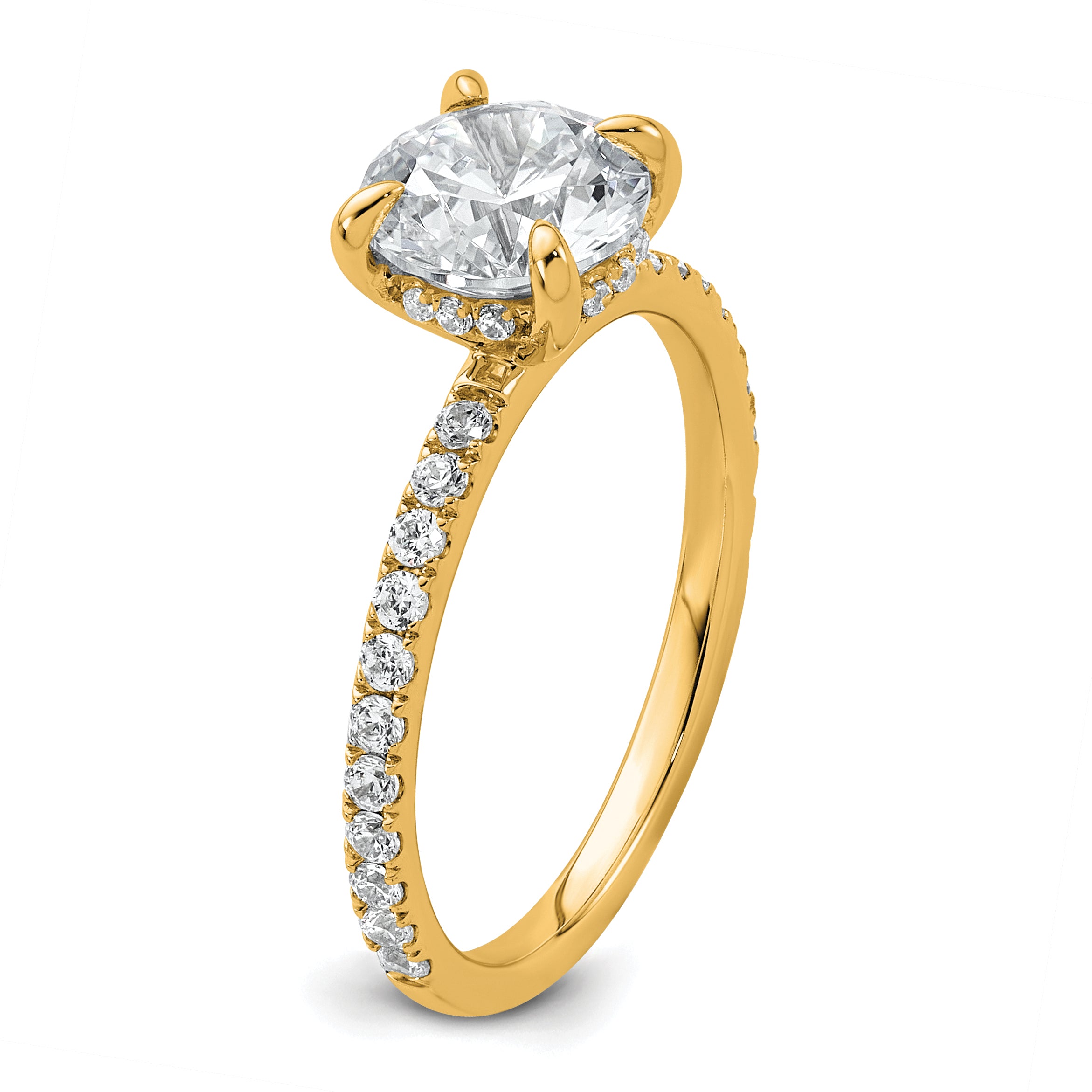 14k 2 carat Certified Lab Grown Diamond VS+ F+ Round Complete Solitaire with Flair Engagement Ring