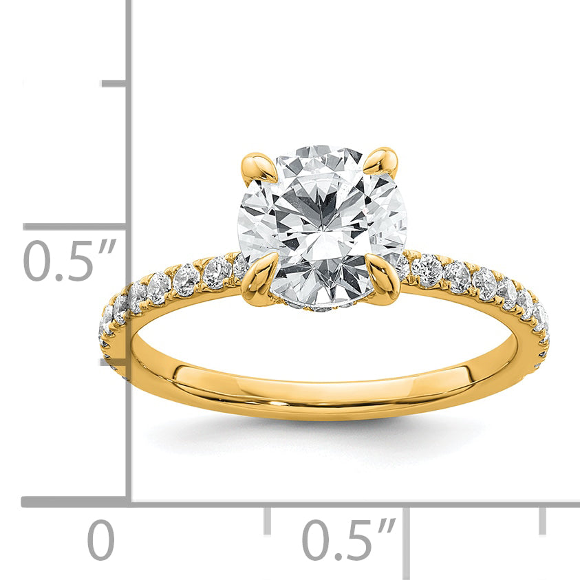 14k 2 carat Certified Lab Grown Diamond VS+ F+ Round Complete Solitaire with Flair Engagement Ring