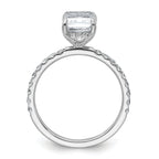 14k White Gold 2 3/8 carat Certified Lab Grown Diamond VS+ F+ Emerald Complete Solitaire with Flair Engagement Ring